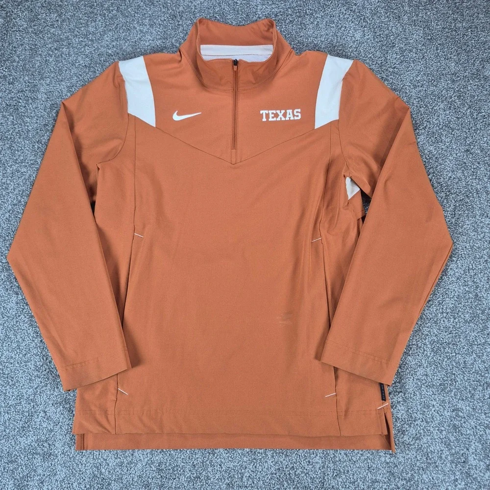 Nike Texas Longhorns 1/4 Zip Pullover Mens Small Orange Football Performance